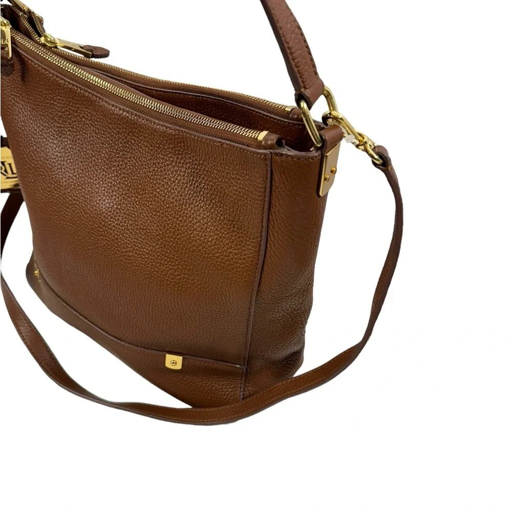 Lauren Ralph Lauren Brown and Gold Satchel - Picture 3 of 12